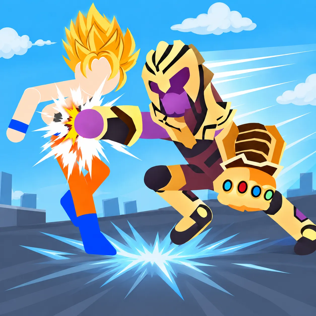 PLay Stickman Warriors Superhero Fight now!